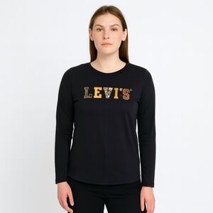 NWOT LEVI'S T-Shirt Long Sleeve Crew Neck 100% Cotton Graphic Design Girl's XL
